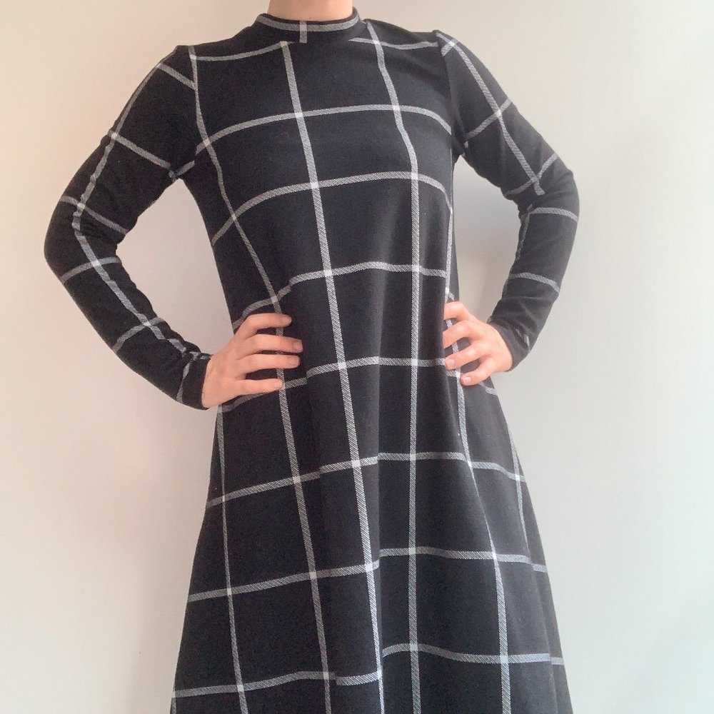 Piper & Scoot Black Plaid Dress (XS)